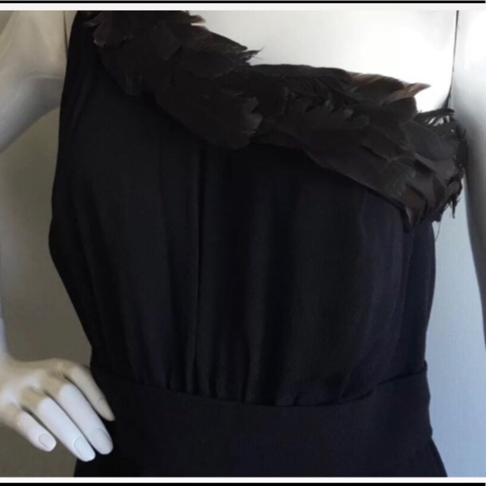 Black Halo Feather trim dress